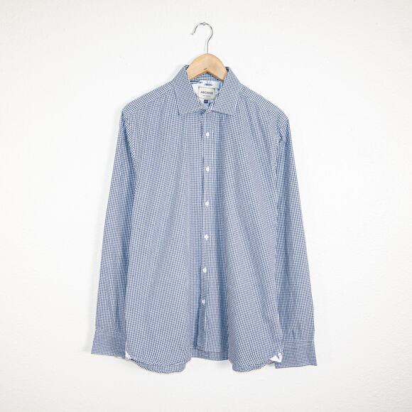 Ted Baker Archive Men's 16 1/2 Button up Shirt blue check sailboat - Picture 1 of 7